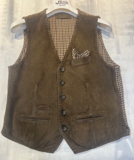 Gilet The JACK Leather in pelle scamosciato con retro pied de poule - LORRY