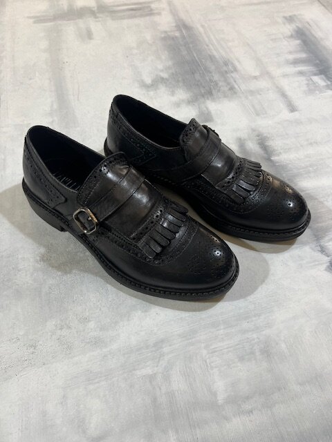 Mocassino uomo PAWELK'S in pelle vitellino lavorato fibbia e frange 25409 - CARBON - immagine 2