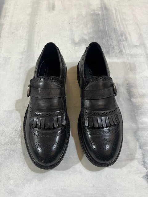 Mocassino uomo PAWELK'S in pelle vitellino lavorato fibbia e frange 25409 - CARBON - immagine 3