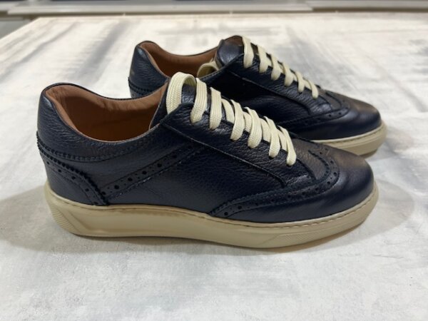 Scarpa stringata uomo ARNOLD LAYNE in pelle bottolata lavorata coda di rondine 2013 - BLU - immagine 4
