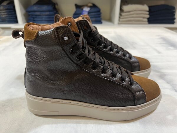 Stivaletto stringato uomo ARNOLD LAYNE in pelle martellata e camoscio NEVADA 7985 - Legno / Cuoio - immagine 4