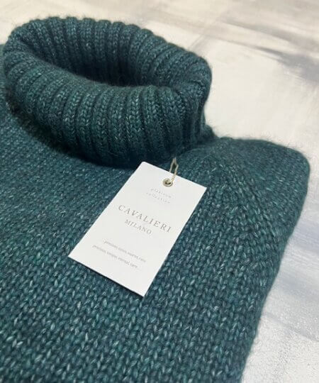 Dolcevita melange platinum collection CAVALIERI Milano cachemire alpaca lana cotone col. 672 bottiglia