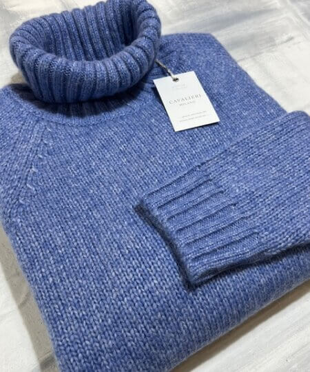 Dolcevita melange platinum collection CAVALIERI Milano cachemire alpaca lana cotone col. 668 Azzurro
