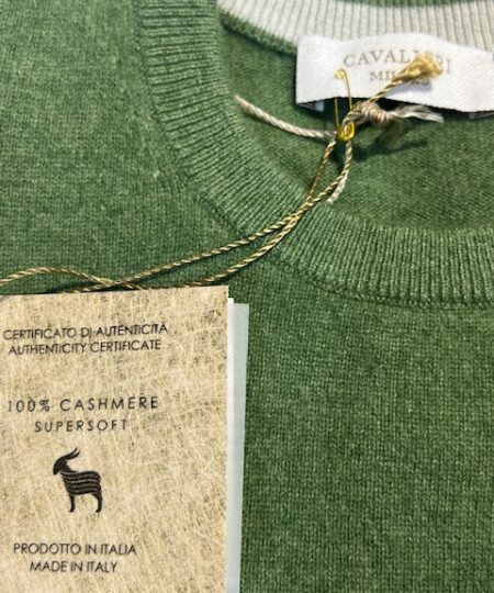 Maglia girocollo platinum collection CAVALIERI Milano 100% cachemire col. verde 127