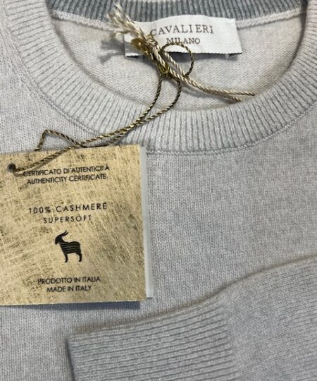 Maglia girocollo platinum collection CAVALIERI Milano 100% cachemire col.nebbia 110