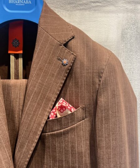 Abito BHARNABA monopetto semi sfoderato in jersey gessato Testa di Moro - LOIRA