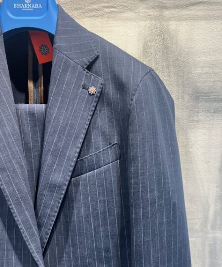 Abito BHARNABA monopetto semi sfoderato in jersey gessato Blu - LOIRA