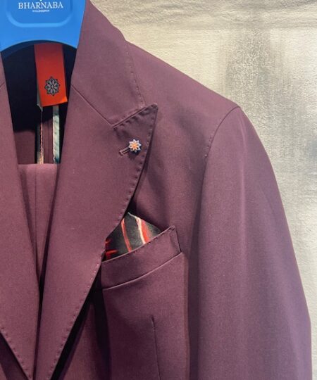 Abito BHARNABA monopetto sfoderato rever a lancia con impunture Bordeaux - WASABI