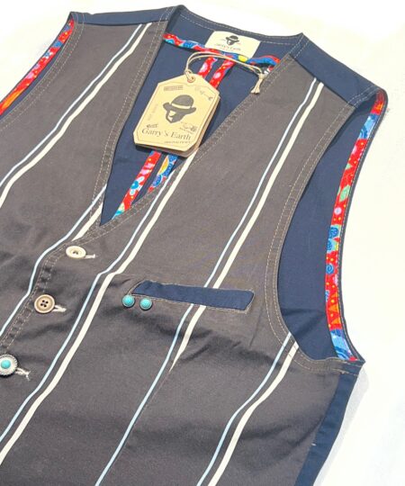 Gilet Garry's Earth ZO 4 in cotone Gessato riga bicolor / Blu