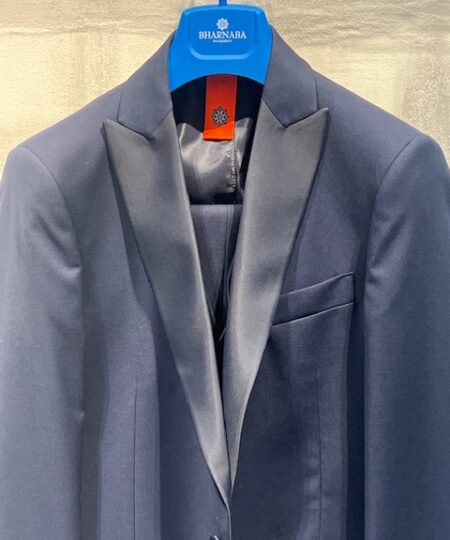 Abito con gilet BHARNABA monopetto 1 bottone rever a lancia lucido Blu- TEVERERASO