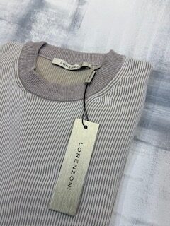 Maglia girocollo LORENZONI manica corta in cotone e lino costa inglese - Sabbia 310