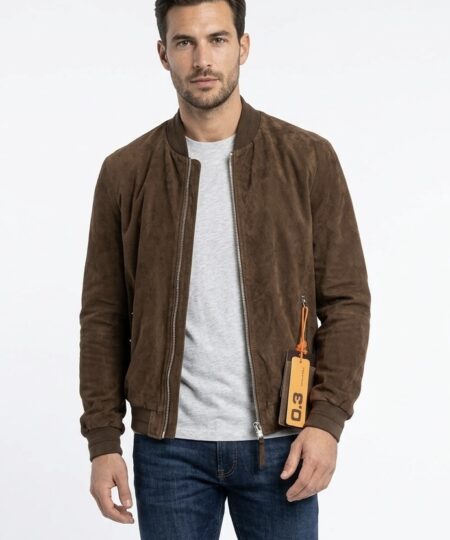 Giubbino THE JACK LEATHERS in vera pelle scamosciata LARIX SEAMLESS - Testa di Moro