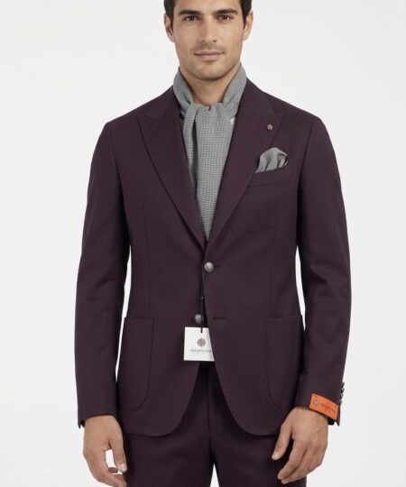 Abito BHARNABA monopetto sfoderato rever a lancia con impunture Bordeaux - WASABI