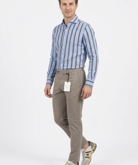 Camicia BASTONCINO 100% Lino rigoni B4753 - Celeste