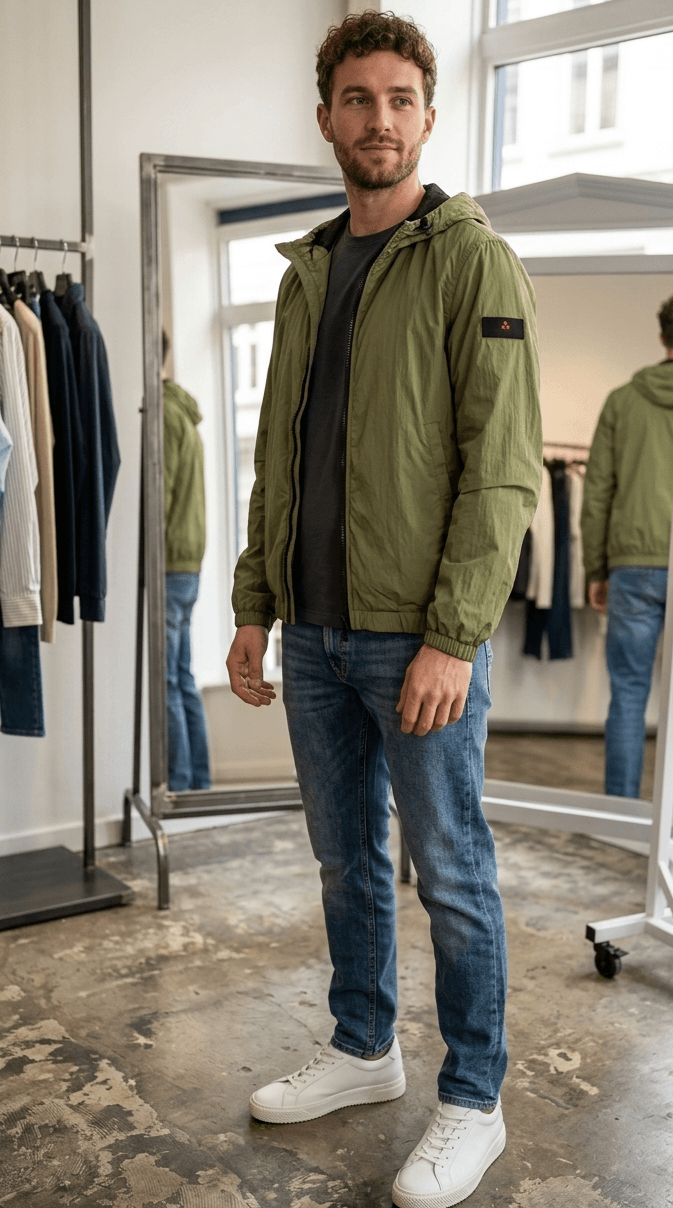 Giacca con cappuccio PEUTEREY nylon light NIGLE - Militare