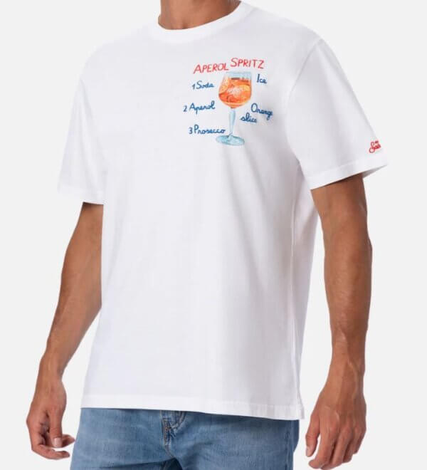 T-shirt MC2 SAINT BARTH Man in cotone con stampa e ricamo Aperol spritz | EDIZIONE SPECIALE APEROL - immagine 2
