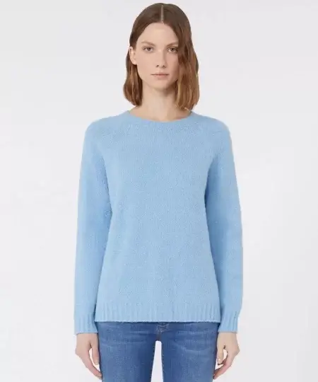 Maglia MAX MARA WEEKEND girocollo in alpaca e cotone azzurro - GHIACCI