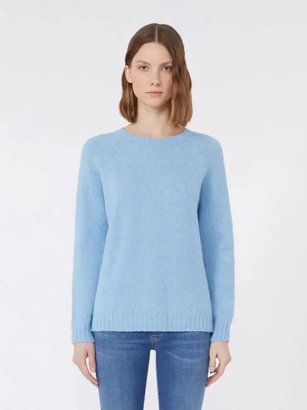 Maglia MAX MARA WEEKEND girocollo in alpaca e cotone azzurro - GHIACCI
