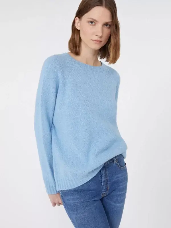 Maglia MAX MARA WEEKEND girocollo in alpaca e cotone azzurro - GHIACCI - immagine 3