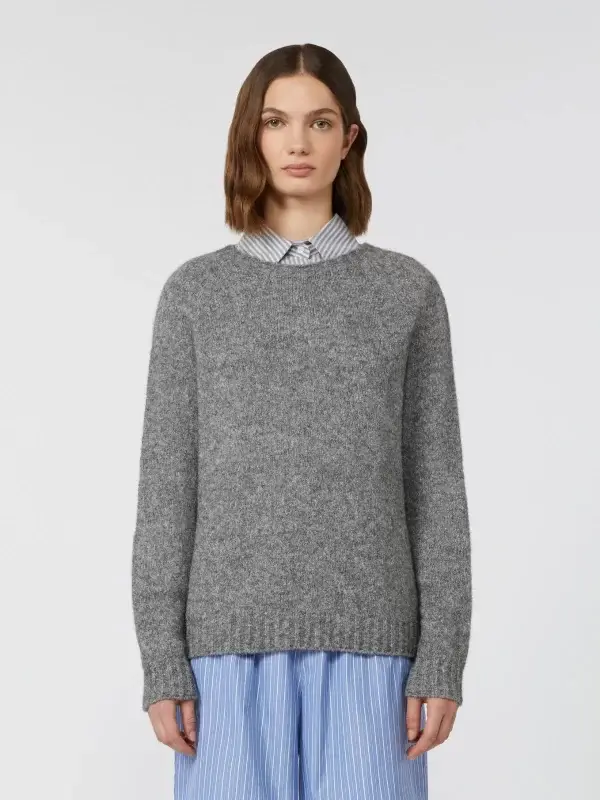 Maglia MAX MARA WEEKEND girocollo in alpaca e cotone grigio - GHIACCI - immagine 2