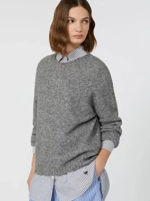 Maglia MAX MARA WEEKEND girocollo in alpaca e cotone grigio - GHIACCI - immagine 3