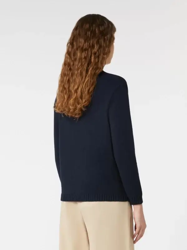Maglia MAX MARA WEEKEND girocollo in cordonetto di cotone blu - NESPOLA - immagine 3