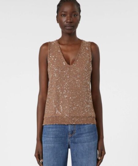 Top MAX MARA WEEKEND in maglia con paillette - marron glacè ACAICI