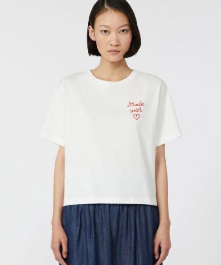 T-shirt MAX MARA WEEKEND in cotone organico stampato  Made with Love - avorio ACLINE
