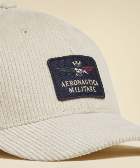 Cappellino in velluto a coste con aquila AERONAUTICA MILITARE col. beige