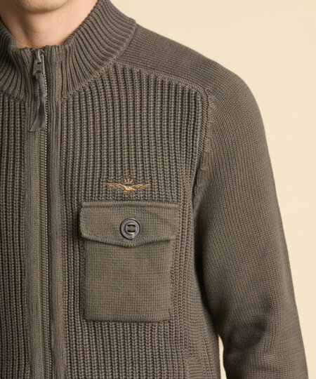 Maglia full-zip in cotone costa inglese AERONAUTICA MILITARE col. grigio lavato
