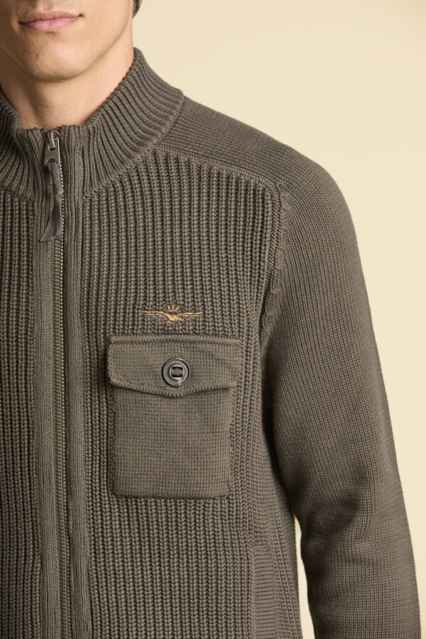 Maglia full-zip in cotone costa inglese AERONAUTICA MILITARE col. grigio lavato