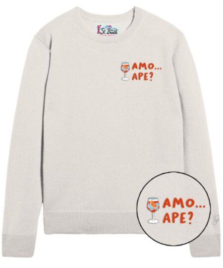 Maglione MC2 SAINT BARTH donna New Queen in misto cashmere bianco - Amo... Ape