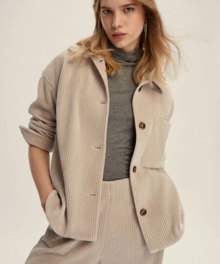 Camicia over EMME di MARELLA in jersey velluto a coste bianco sporco - ANDY