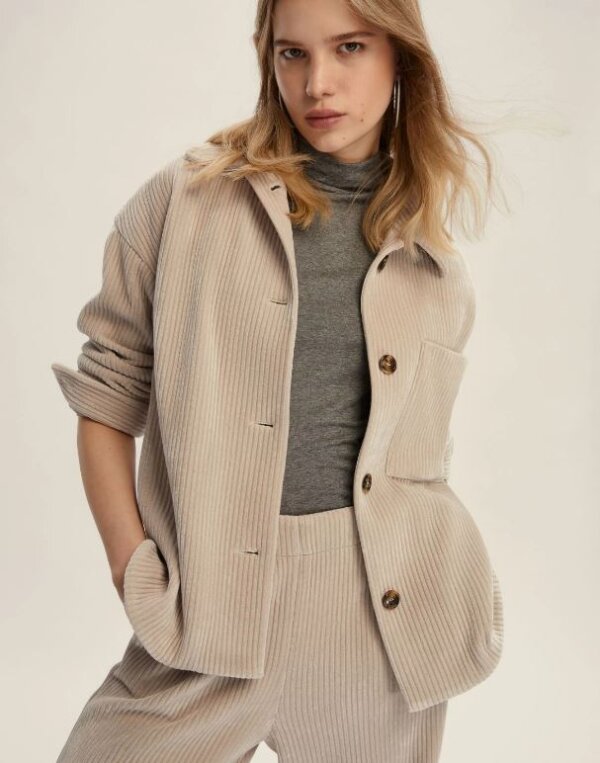 Camicia over EMME di MARELLA in jersey velluto a coste bianco sporco - ANDY
