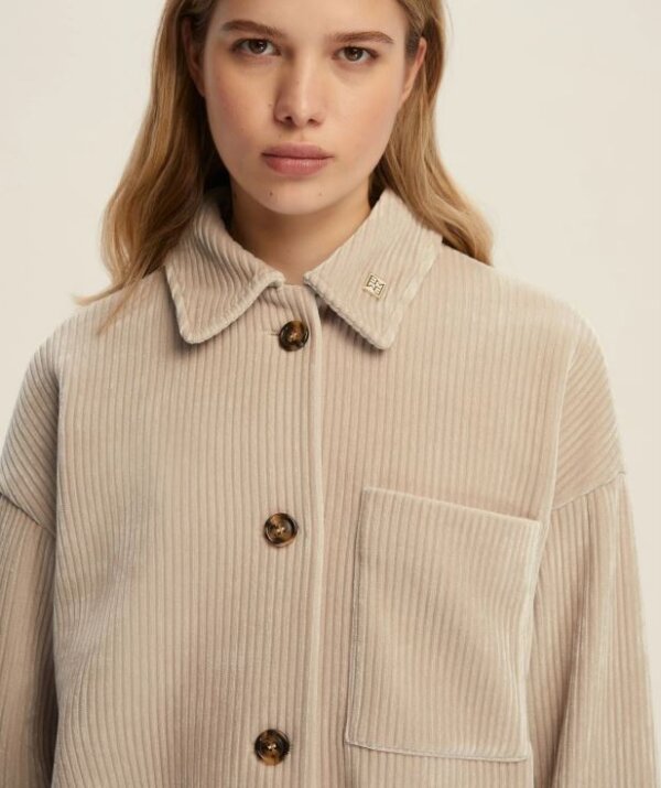 Camicia over EMME di MARELLA in jersey velluto a coste bianco sporco - ANDY - immagine 2