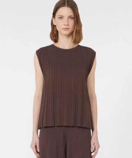 T-shirt MAX MARA WEEKEND in filato plissé - cioccolato ANTIOPE