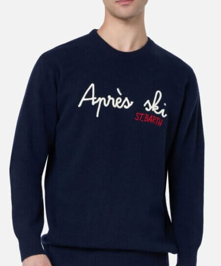 Maglione uomo MC2 Saint Barth girocollo Heron con ricamo ''Apres Ski''