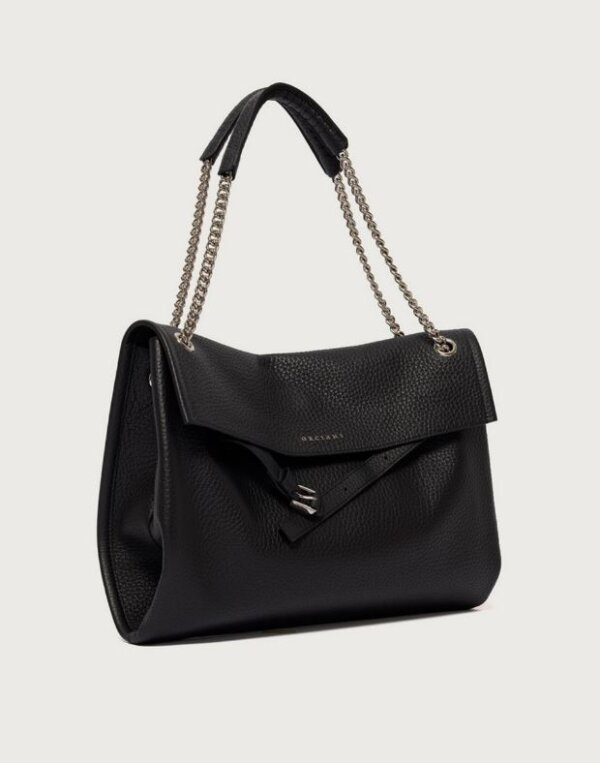 ORCIANI Borsa Venus Soft Midi a spalla in pelle martellata - nero - immagine 3