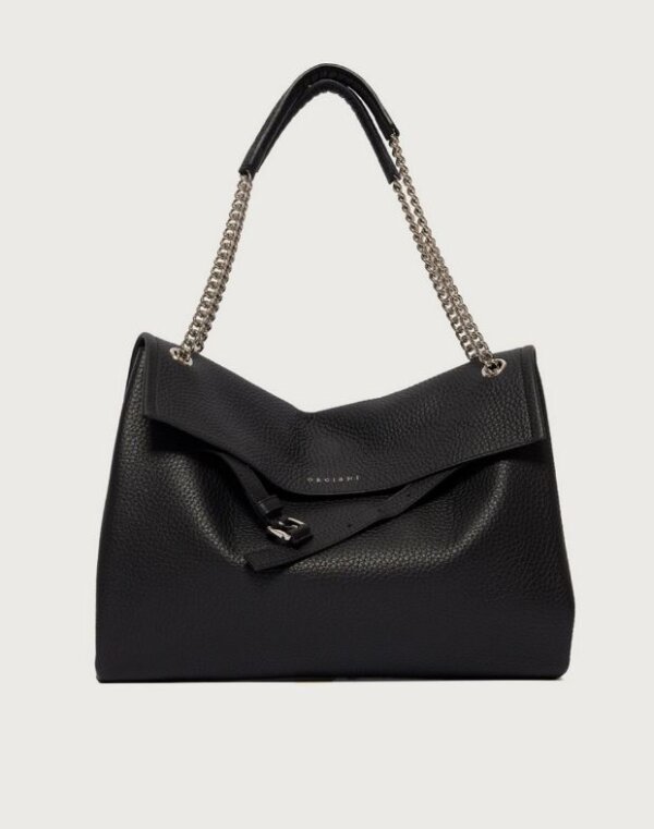 ORCIANI Borsa Venus Soft Midi a spalla in pelle martellata - nero
