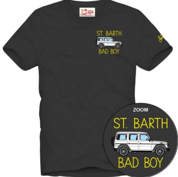 T-shirt MC2 SAINT BARTH Man in cotone con ricamo "Bad Boy Car"