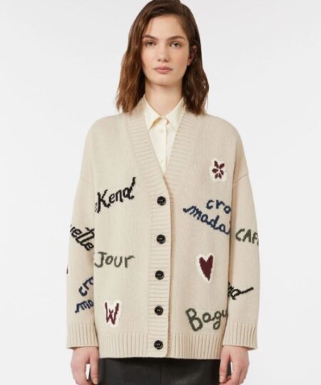 Cardigan over MAX MARA WEEKEND in filato di lana  - ecru BELGIO