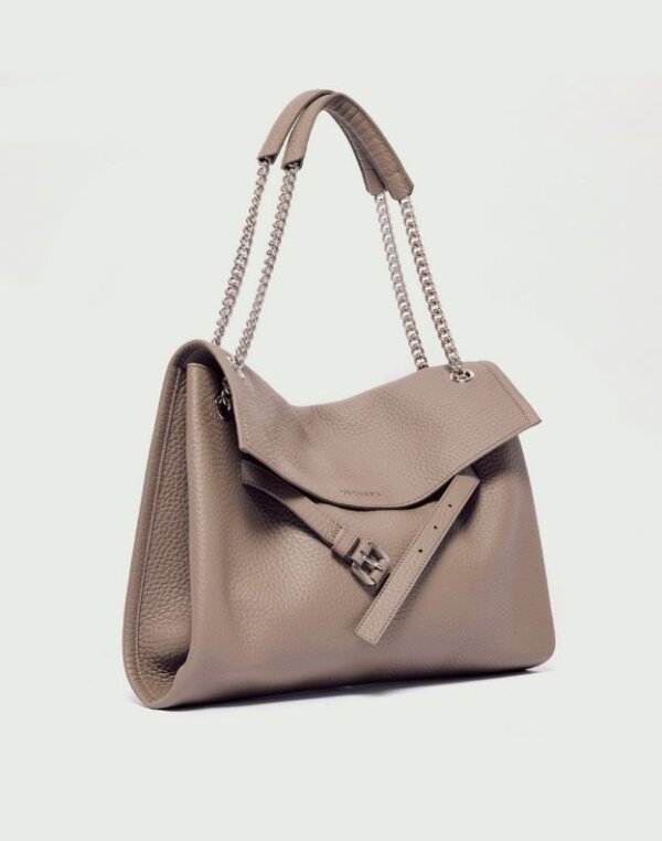 ORCIANI Borsa Venus Soft Midi a spalla in pelle martellata - taupe - immagine 3
