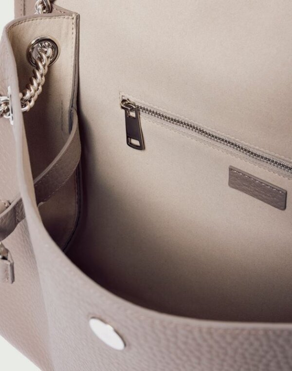 ORCIANI Borsa Venus Soft Midi a spalla in pelle martellata - taupe - immagine 4