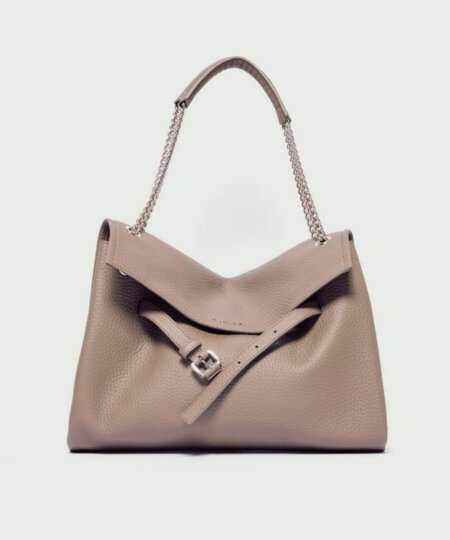 ORCIANI Borsa Venus Soft Midi a spalla in pelle martellata - taupe