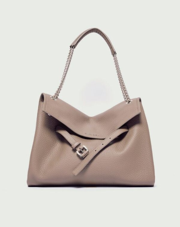 ORCIANI Borsa Venus Soft Midi a spalla in pelle martellata - taupe