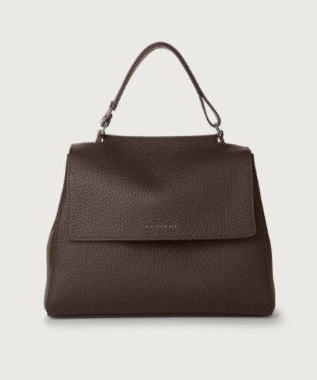 ORCIANI Borsa Sveva Soft Media a spalla in pelle con tracolla - testa di moro