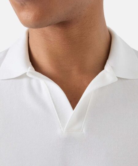 Polo uomo MC2 Saint Barth Charles in piquet di cotone Bianca senza bottoni