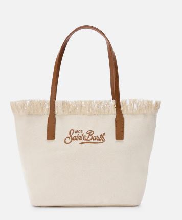 Borsa donna MC2 Saint Barth City BAG Fringe CANVAS 1018 EMB - BEIGE