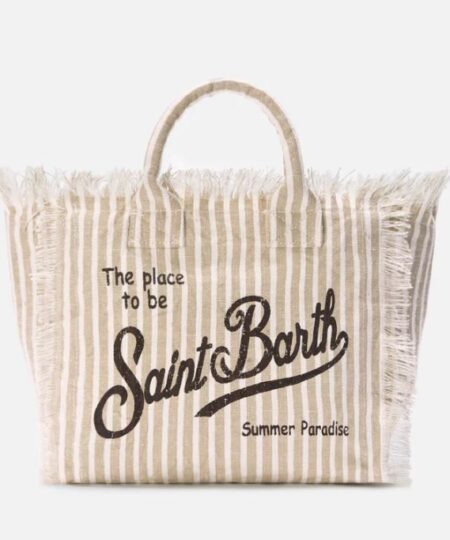Borsa donna MC2 Saint Barth Colette Linen Stripes V 11 - BEIGE / BIANCO