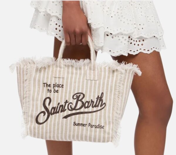 Borsa MC2 Saint Barth in tela di lino Colette Linen Stripes V 11 - immagine 2